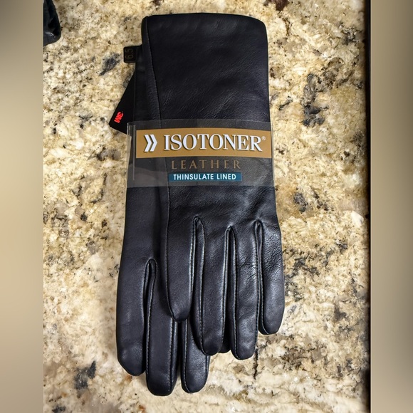 Isotoner Black Leather Gloves - Picture 2 of 3
